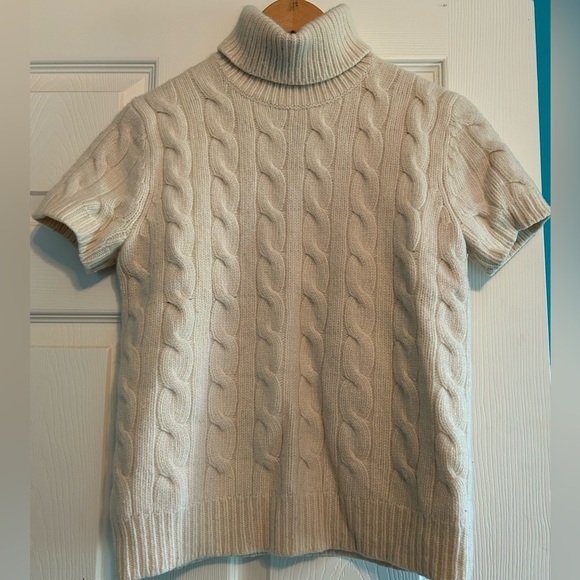 Ralph Lauren - Off White Cable Knit Short Sleeve Turtleneck Sweater - size L - Picture 3 of 3